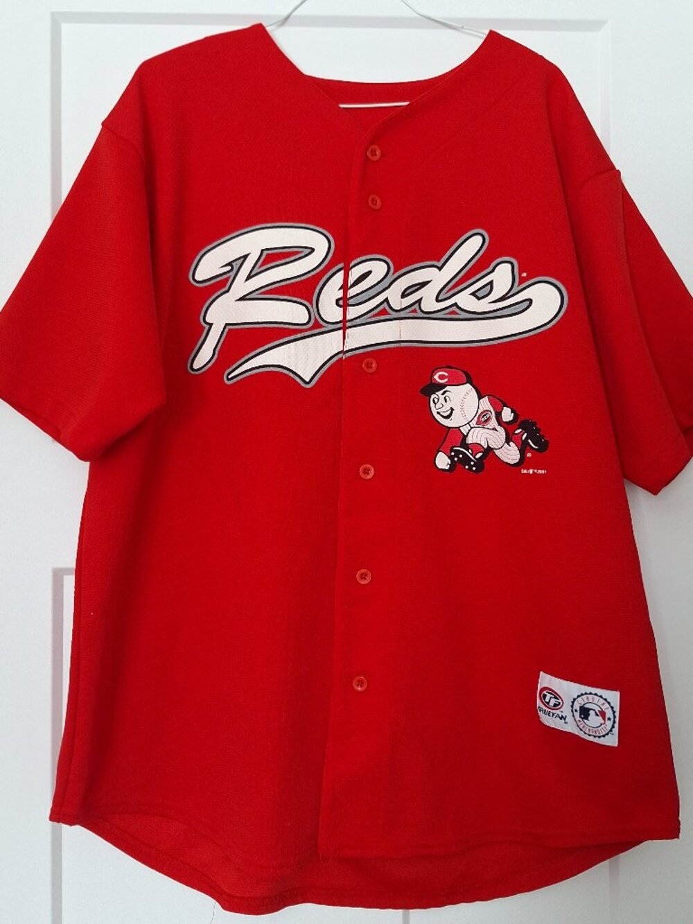 Vintage 2001 True Fan MLB Cincinnati Reds Ken Griffey Jr #30 Red Jersey Sz LG